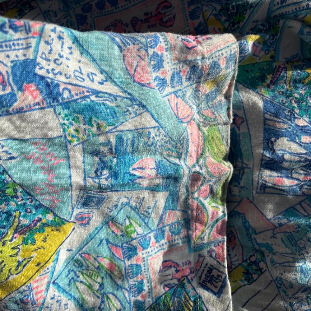 LILLY PULITZER Beach Palazzo Pull On Linen Pants Pop Up Wish You Were Here Small - Picture 6 of 6